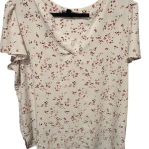 Hilary Radley Cream and Red Floral Blouse